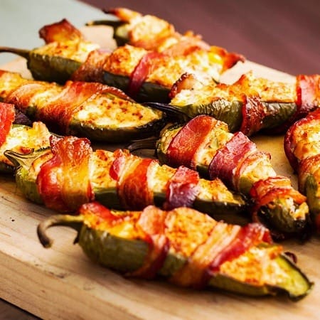 Bacon Wrapped Cheese-Stuffed Peppers