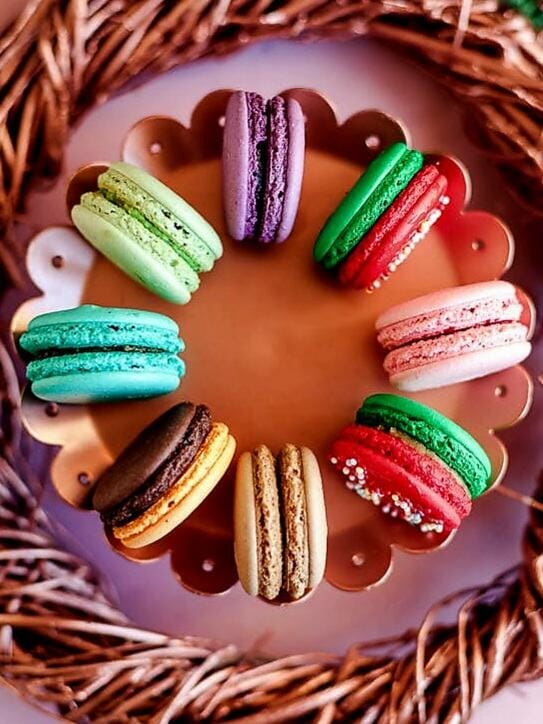 Festive Chocolate-Dipped Holiday Macarons