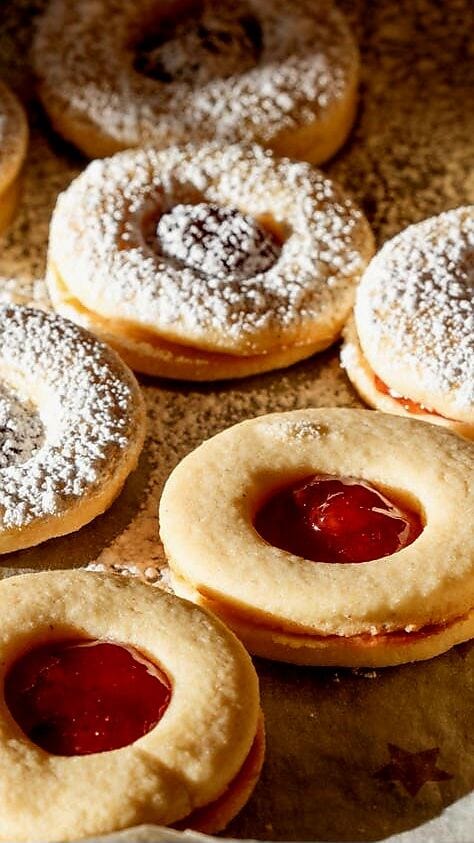 Starlit Almond Linzer Cookies