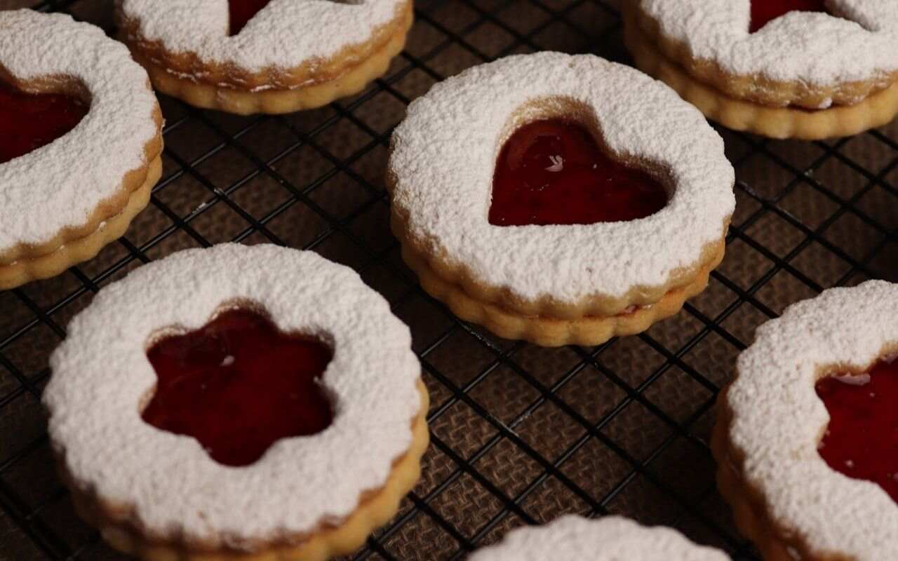 Starlit Almond Linzer Cookies