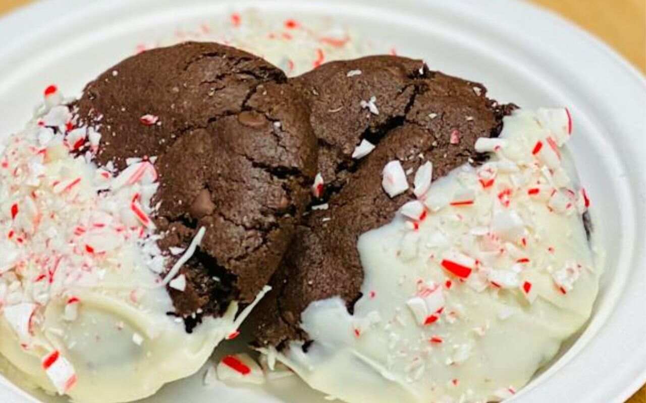 Peppermint Snowfall Chocolate Dipped Cookies