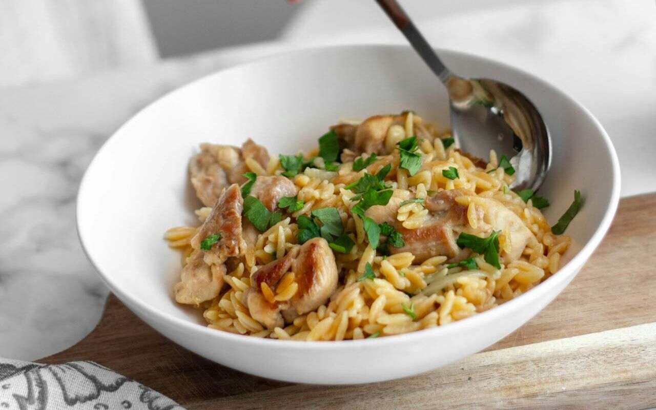One-Pot Mediterranean Turkey Orzo Skillet