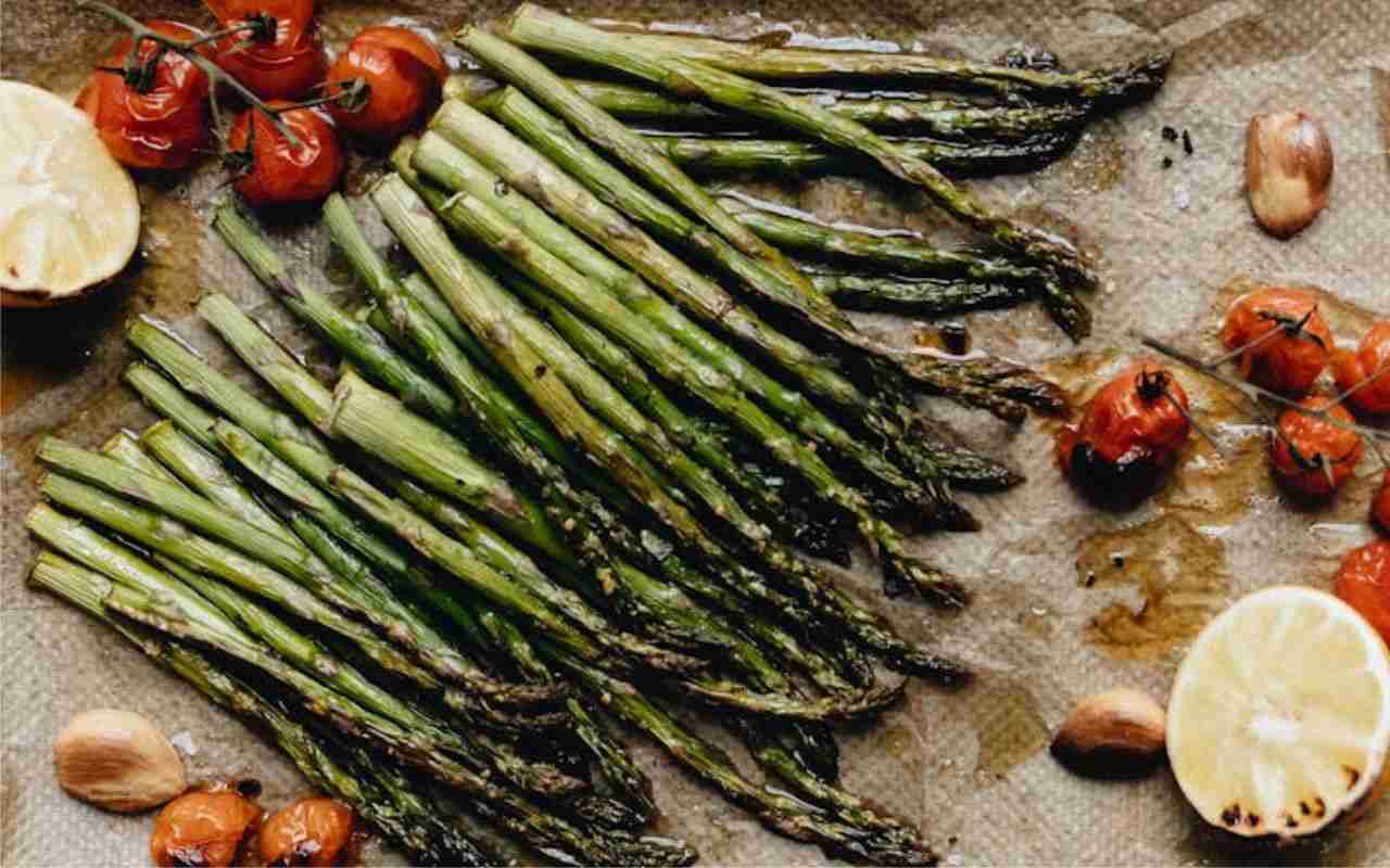 Oven Crisped Cheesy Asparagus Bake