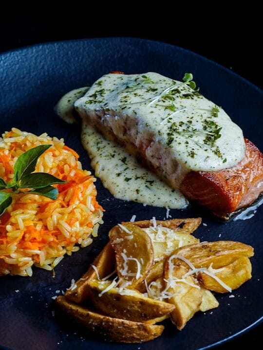 Velvet Glazed Salmon With Creamy Garlic Herb Sauce