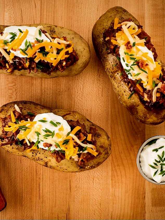 Crispy Cheddar Ranch Twice Baked Potatoes