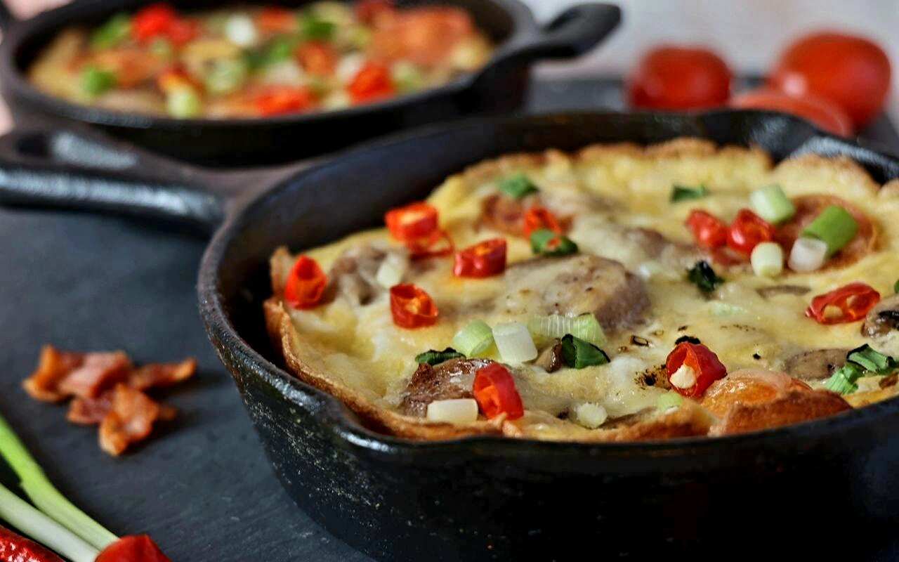 Morning Bacon, Potato, and Zucchini Omelette